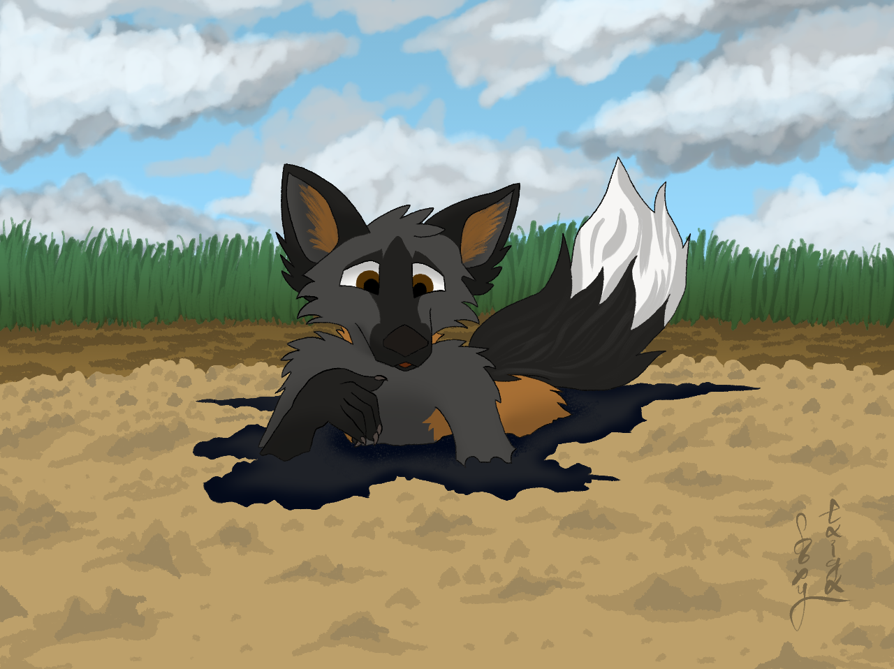Playing in the mud by Taigafoxy -- Fur Affinity [dot] net