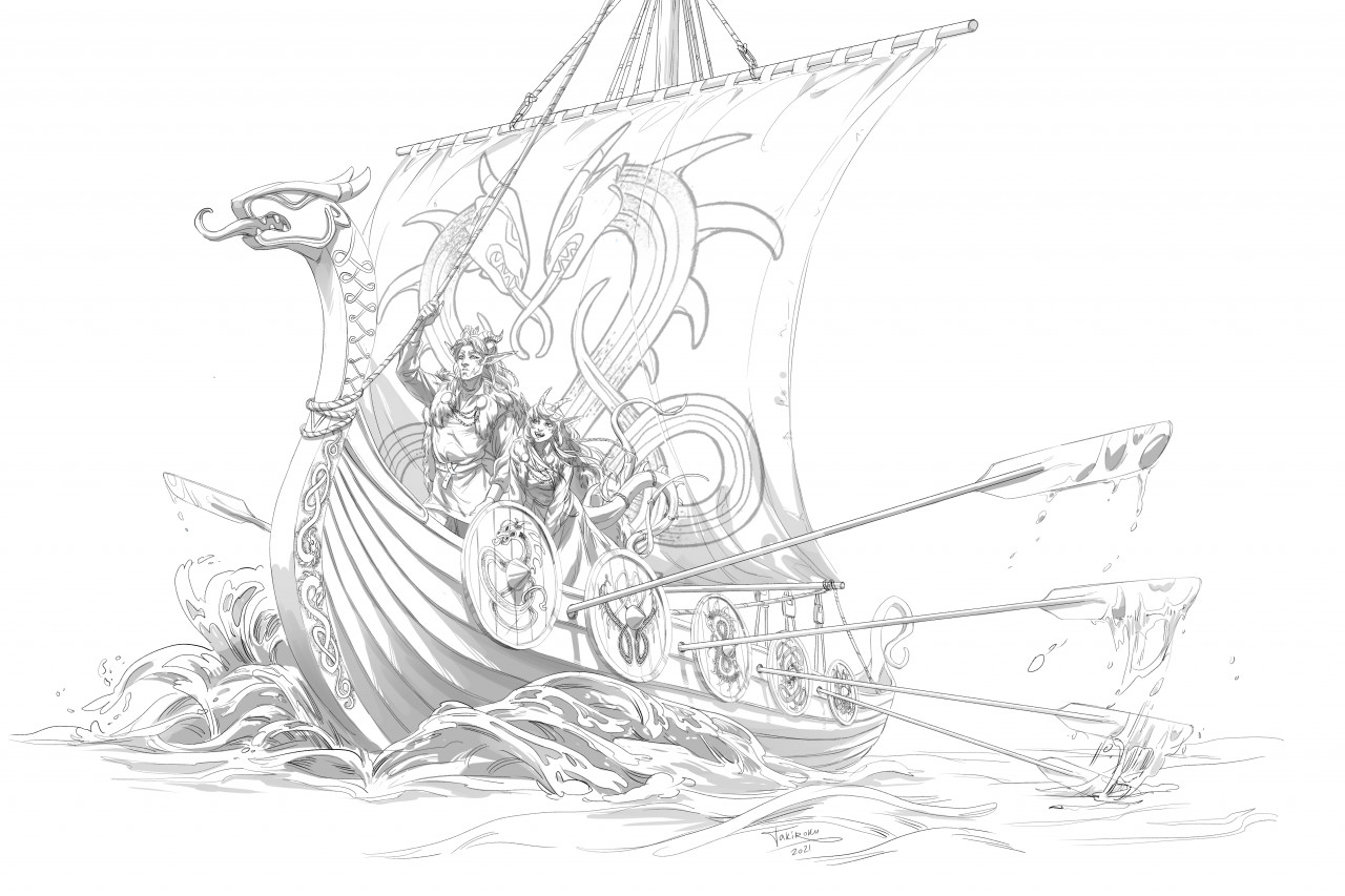 Лодка викингов дракар эскизы и рисунки