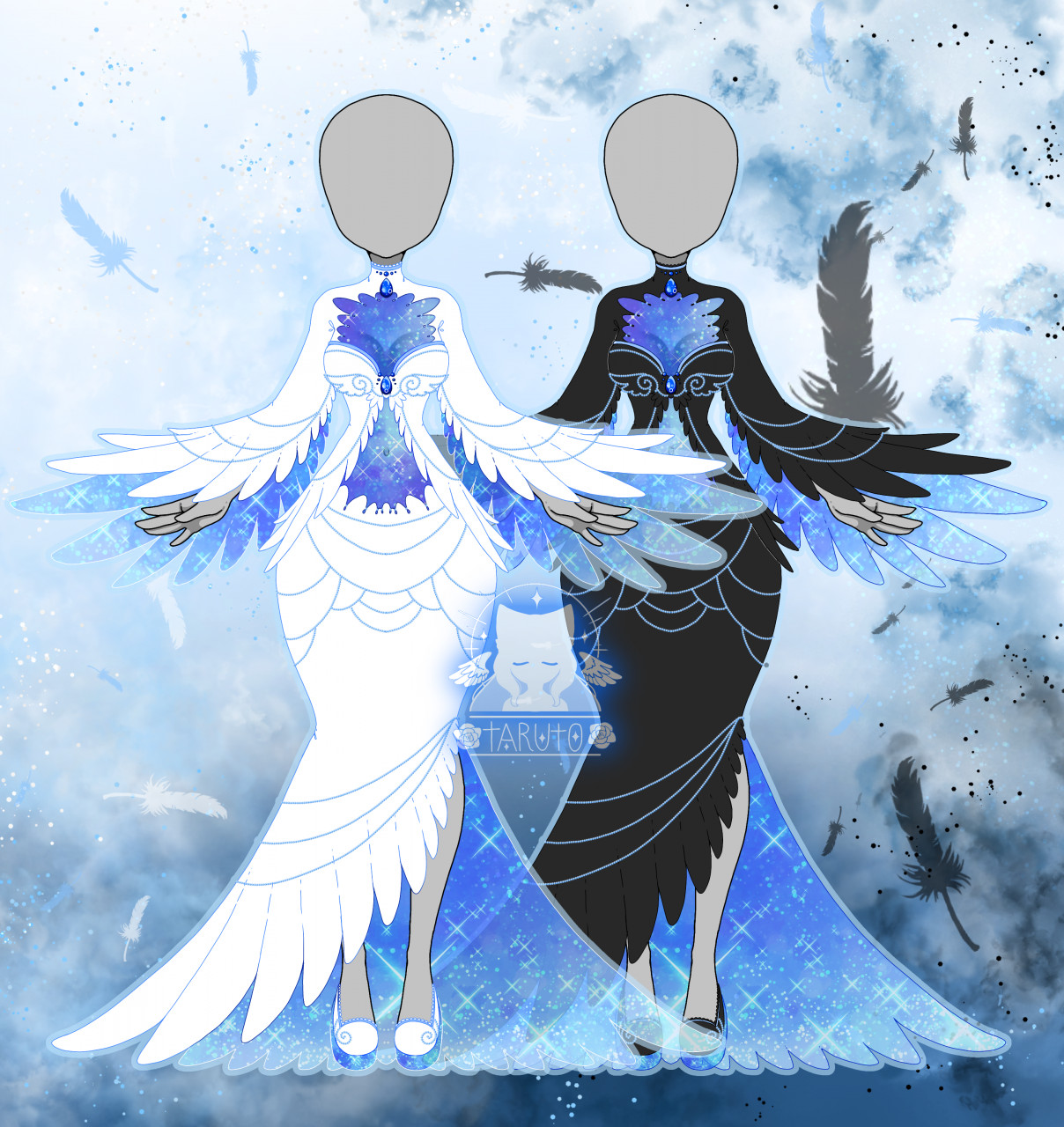 Devil vs angel dress rose wing fantasy anime feather long hair  female HD wallpaper  Peakpx