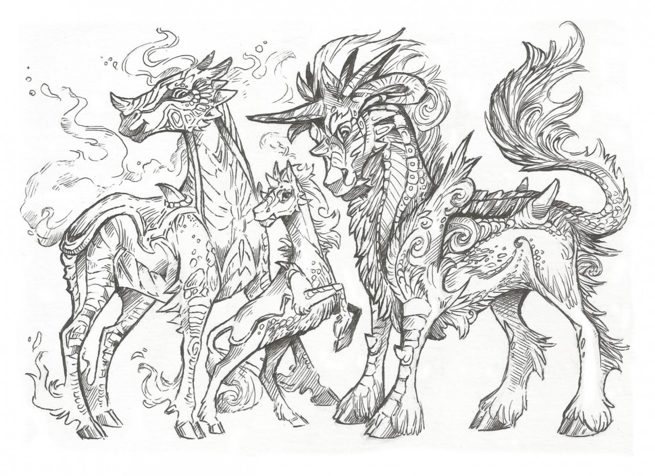 Custom Horse-Dragon (Family) Adoptable (Line art) by Taski_Guru -- Fur ...