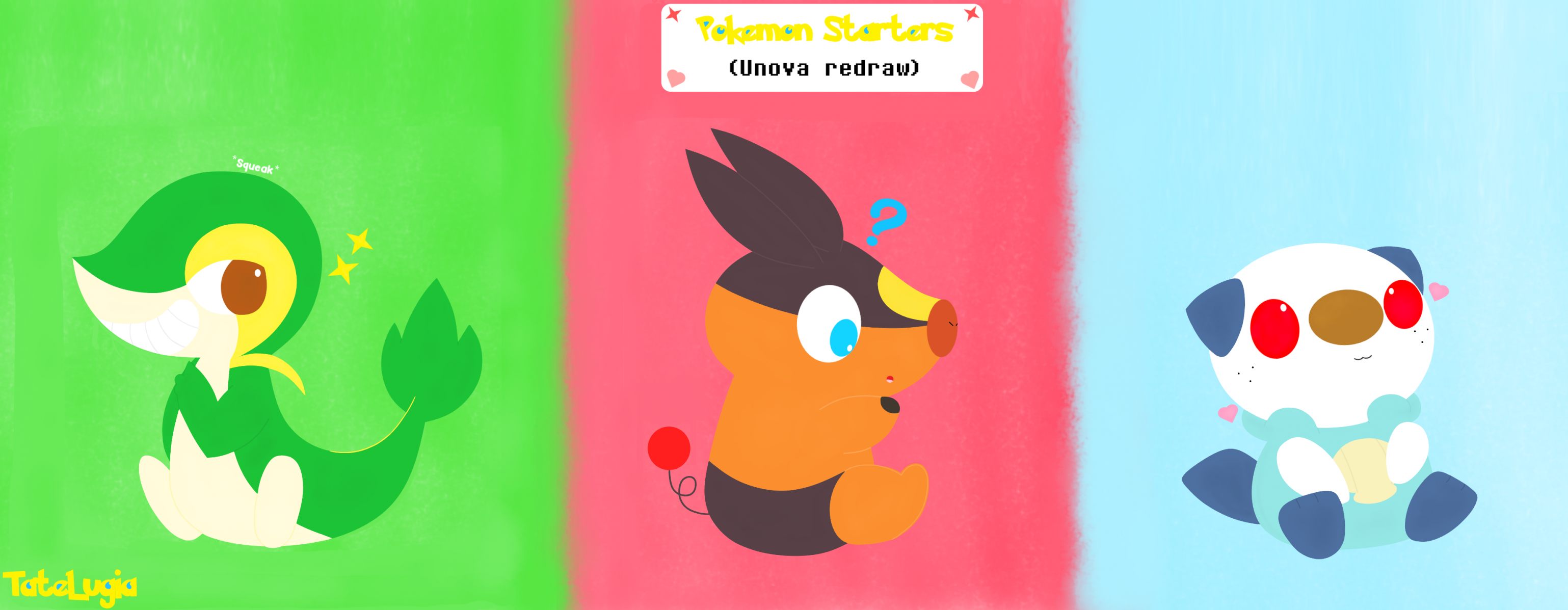 Unova starter redraw (Pokemon fanart) by TateLugia -- Fur Affinity [dot] net