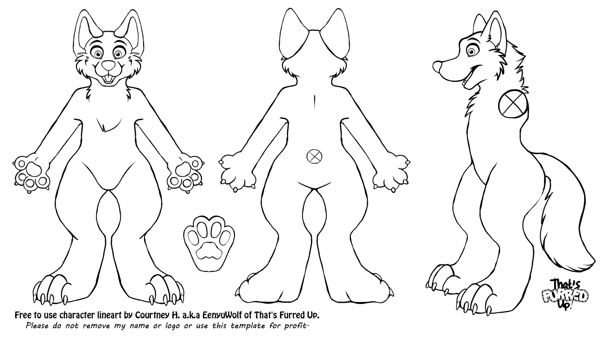 Canine fursona Furry Adoptable Base Download Male Wolf anthro lineart color...