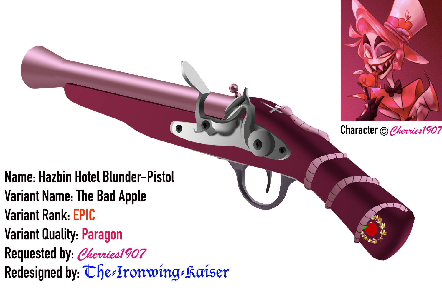 Hazbin Hotel Pistol request by Cherries1907 - The Bad Apple by  The-Ironwing-Kaiser -- Fur Affinity [dot] net