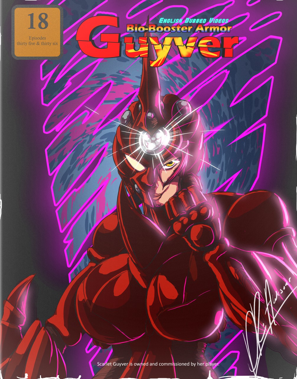 Zivah Commission: Retrowave VHS the Scarlet Guyver by 