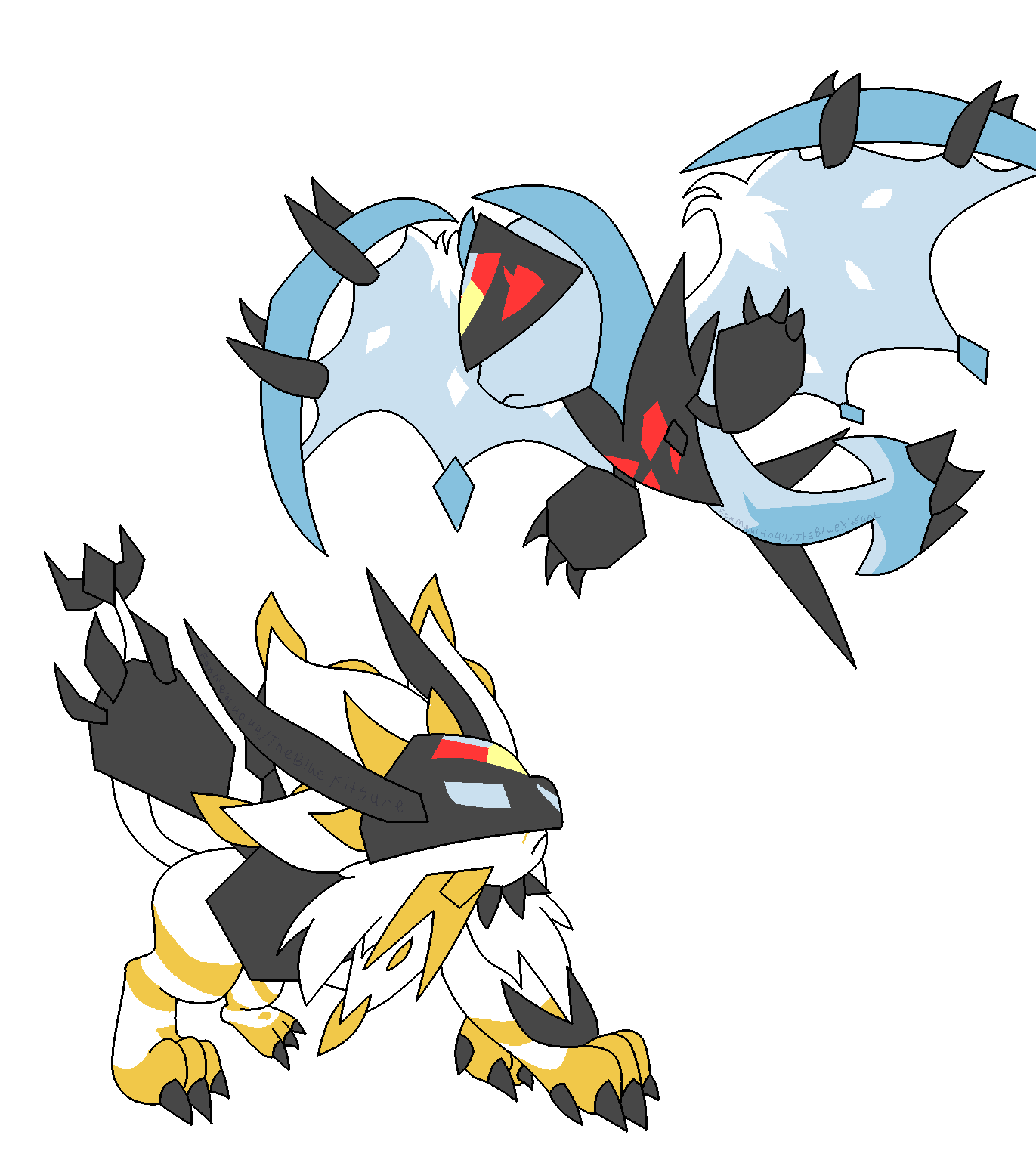 Shiny Lunala and Solgaleo by Eachel -- Fur Affinity [dot] net