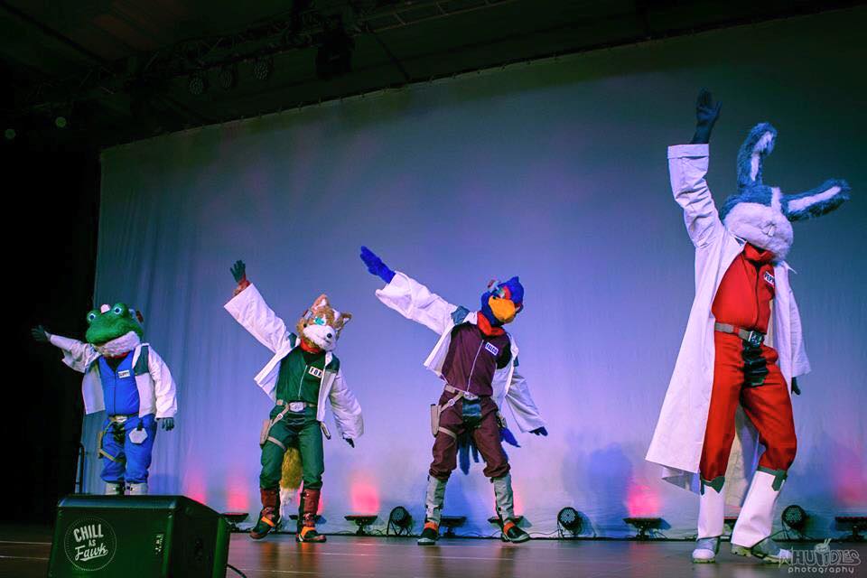 Team StarFox onstage at the AKon 2014 Cosplay Contest by