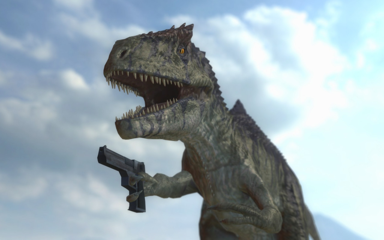Giganotosaurus with a gun (fullscreen) by TheGModMan -- Fur