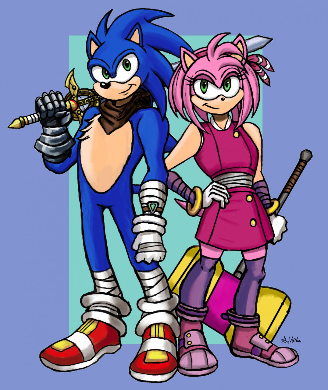 Sonic, Amy Rose, Shadow - Pirate Arts - Drawings & Illustration