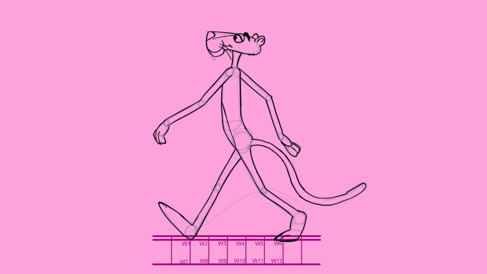 pink panther cartoon walking