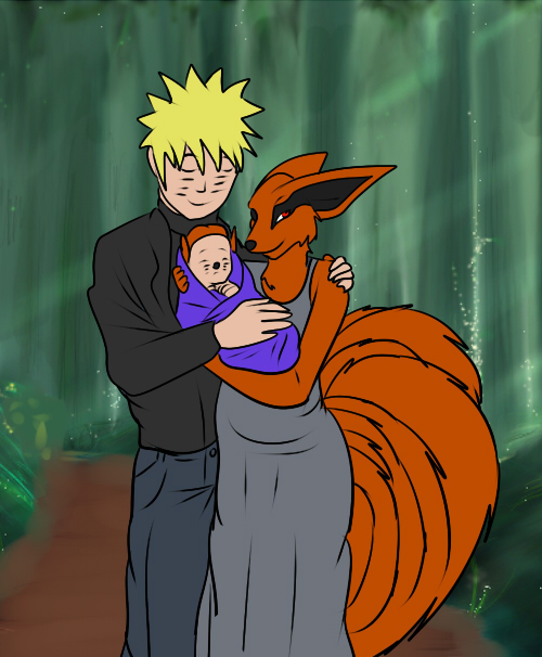 Naruto and Kurama's Family Portrait. 