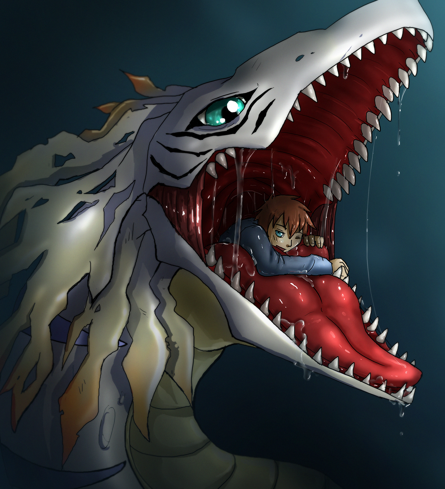 Фурри дракон с открытым ртом
