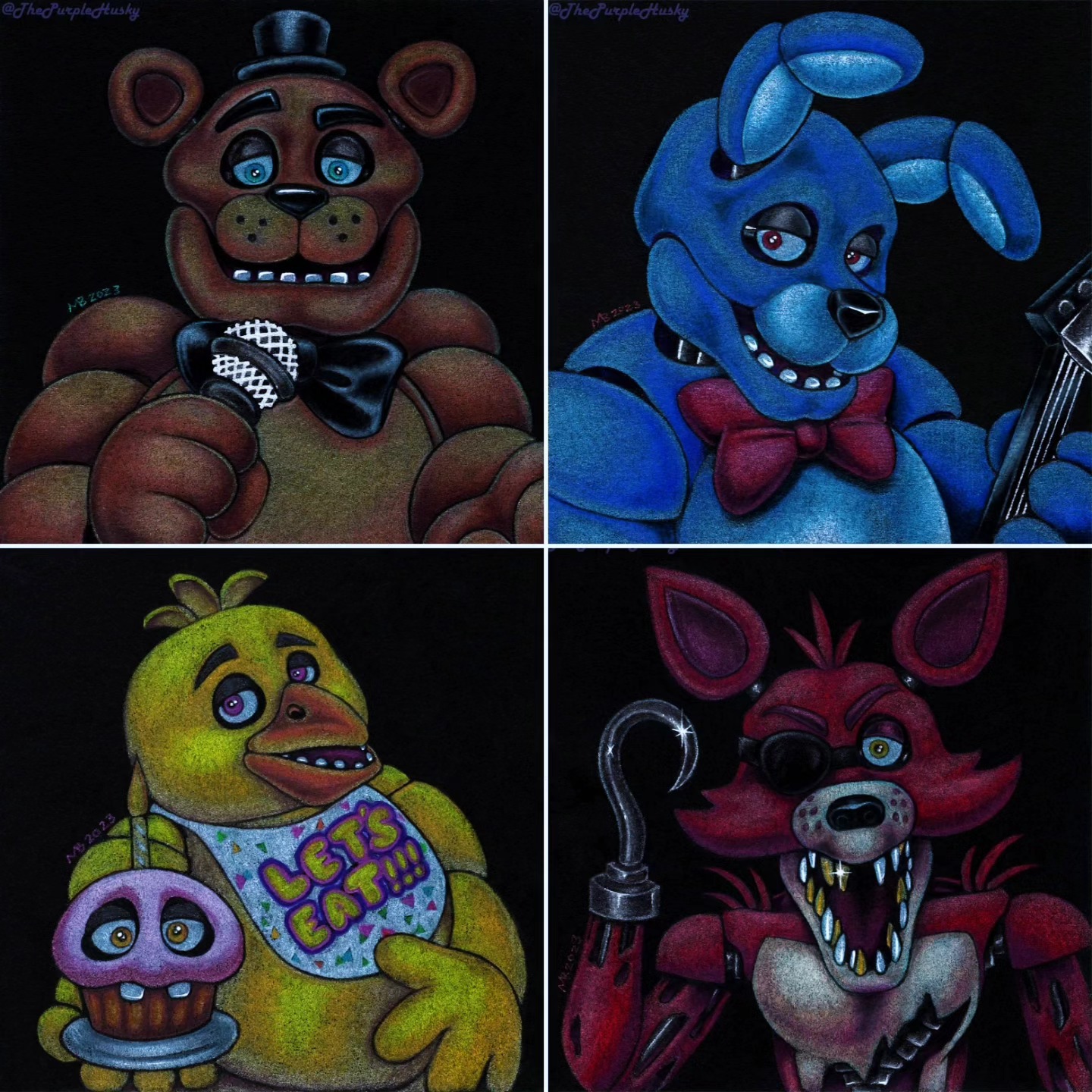 FNAF: Freddy.Bonnie.Chica.Foxy by ThePurpleHusky -- Fur Affinity [dot] net