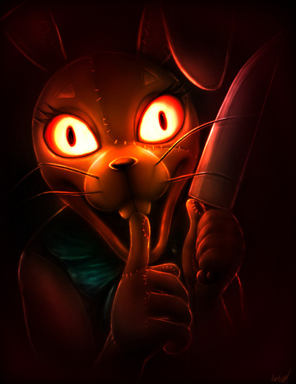 Red In The Dark~ FNAF SB fanart of Vanny about to pounce on an unsuspecting  Gregory 🔪🐇 - ⚠️Please do not steal/repost my art!⚠️ :  r/fivenightsatfreddys