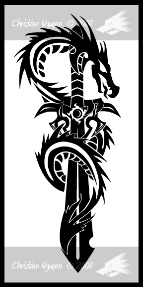 Dragon And Sword Tattoo Design
