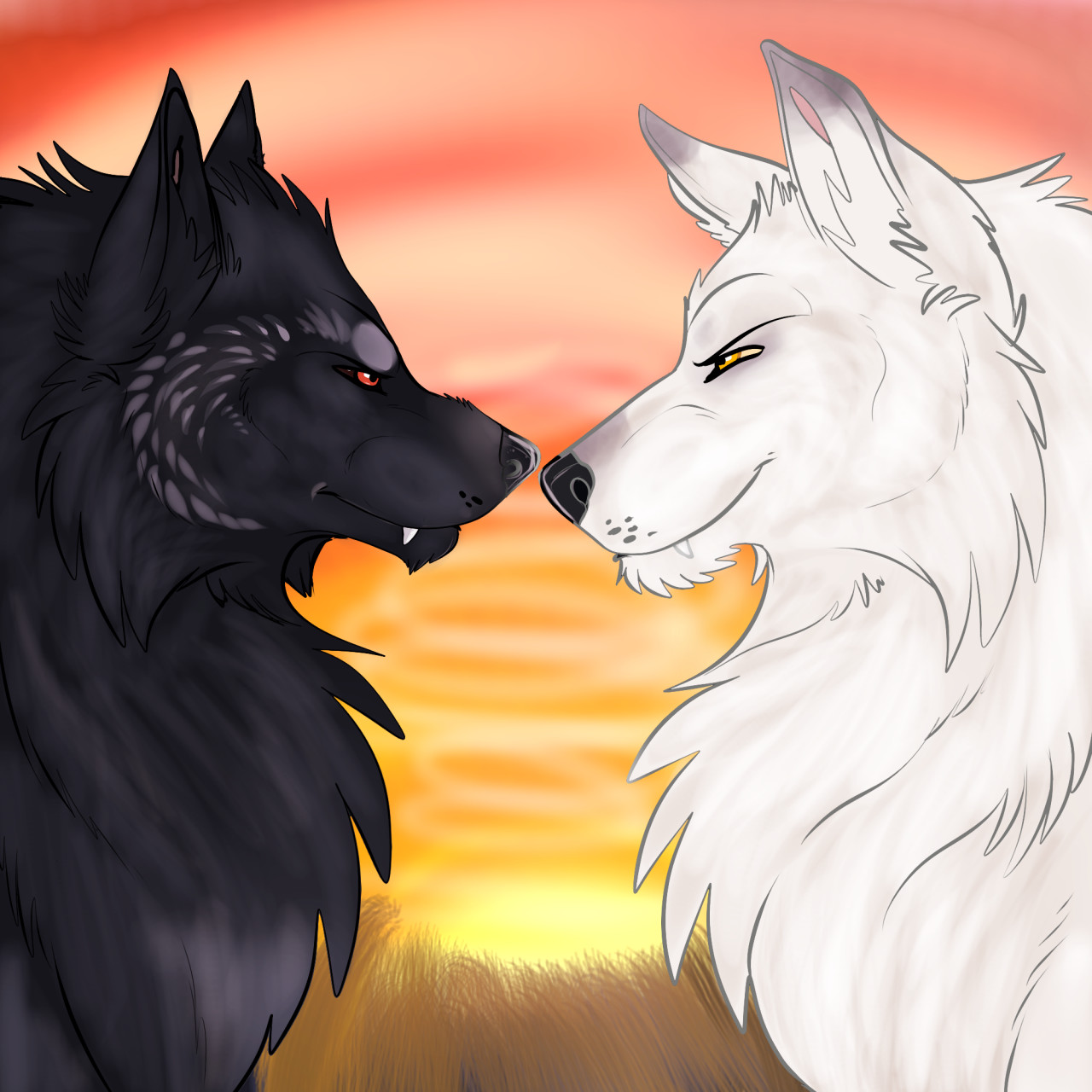 black anime wolves in love