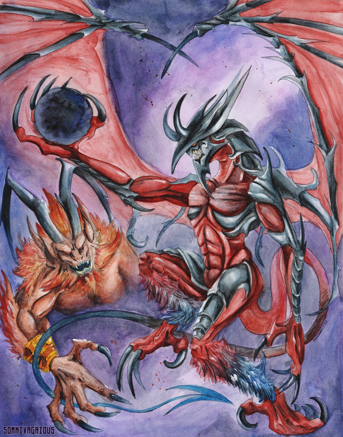 Diablos from FFVIII. watercolor painting by me. : r/FinalFantasy