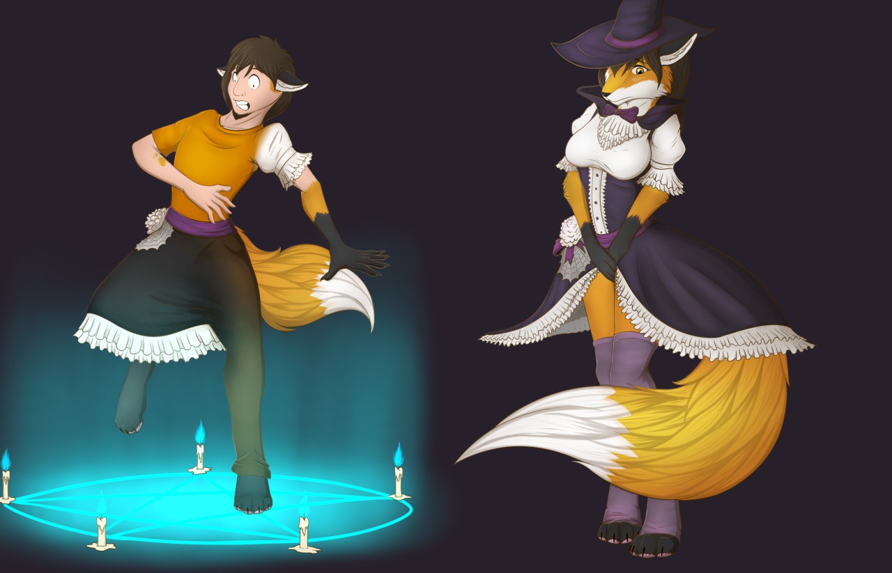 Foxy witch tf tg (art trade). 