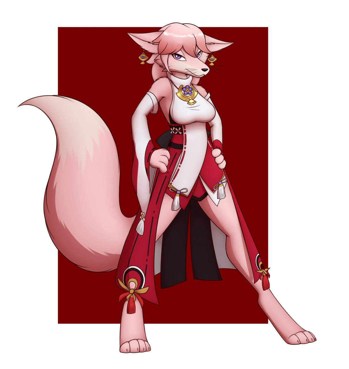 Yae Miko the anthro fox (commission) by Tomek1000 -- Fur Affinity [dot] net