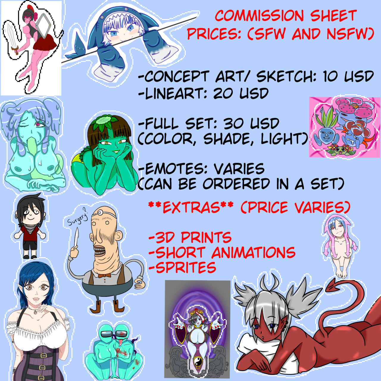 For Hire! NSFW and SFW Commissions Sheet! by TooLewdEww -- Fur Affinity  [dot] net