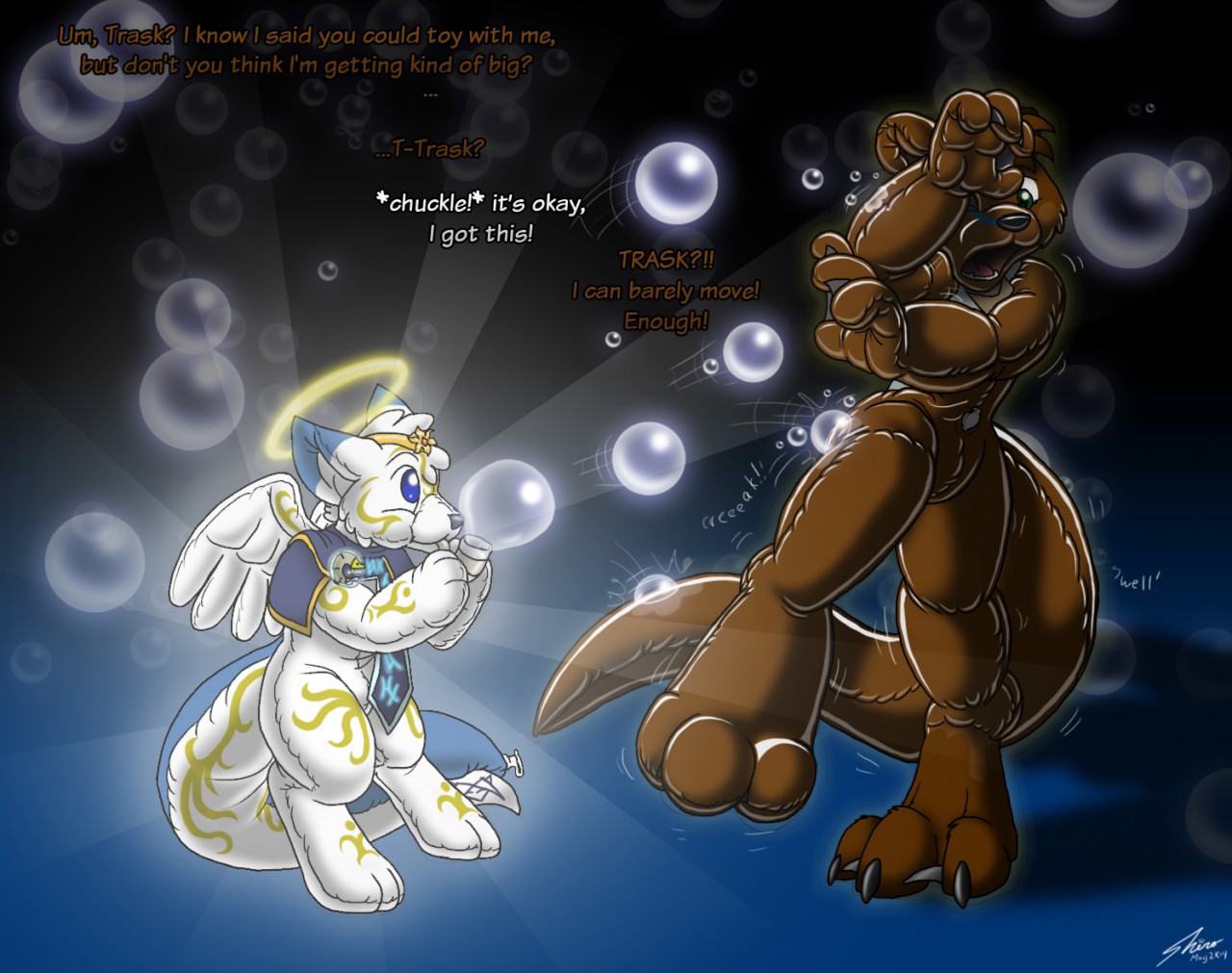 Angel Trask toying with Selden by TraskFox Fur Affinity dot net