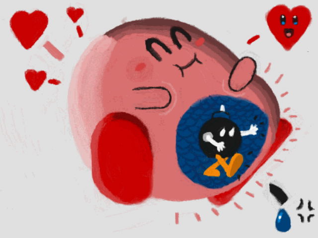 Bob-omb forcefed Kirby: Inside by Trejowauk -- Fur Affinity [dot] net