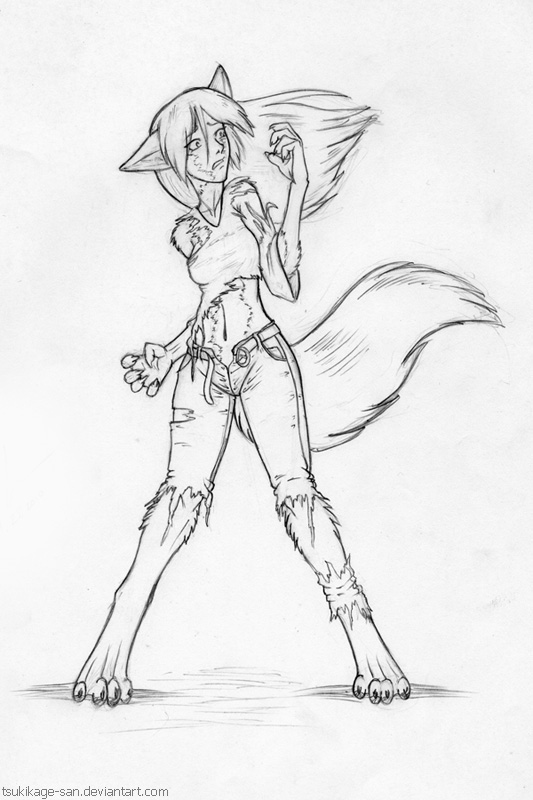 Werewolf TF Girl Sketch 01. 