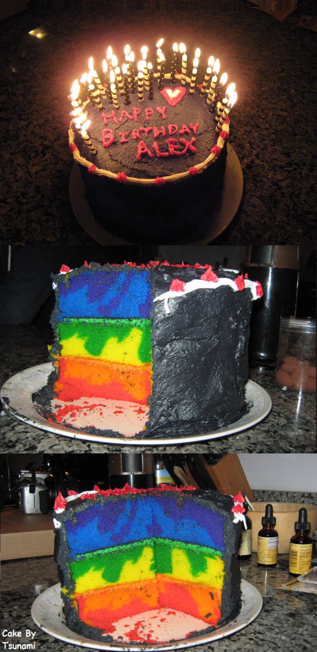 Death to your youth! #coffincake #blackcake #rainbowinside