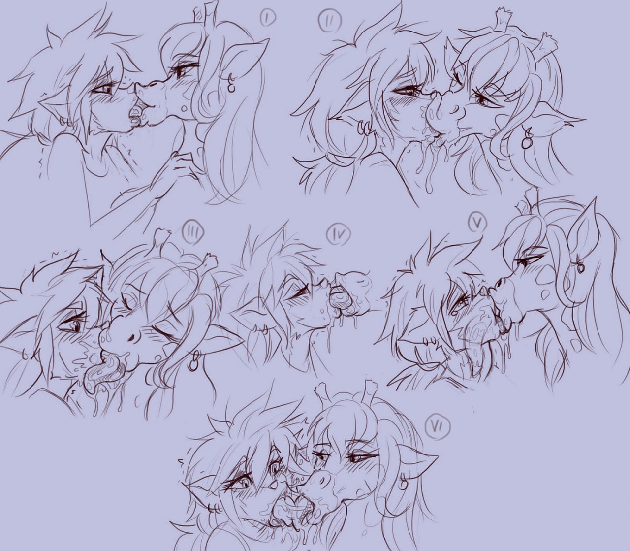 Sketches - Julia and Sarah kissing by Ungulatr -- Fur Affinity [dot] net