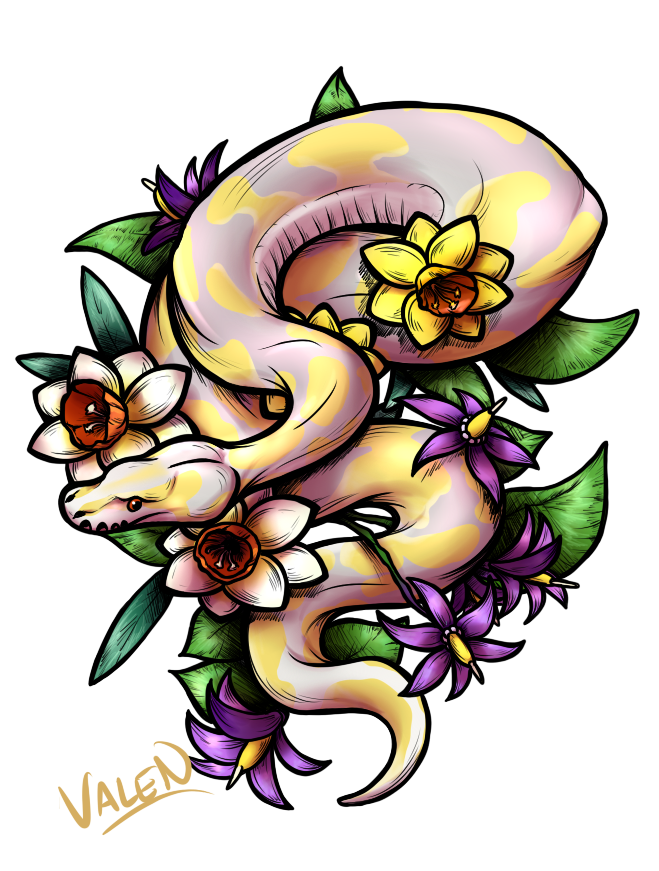 Ball python of the gardens - Commission for eltonsnon by ValensArtDen -- Fur Affinity [dot] net