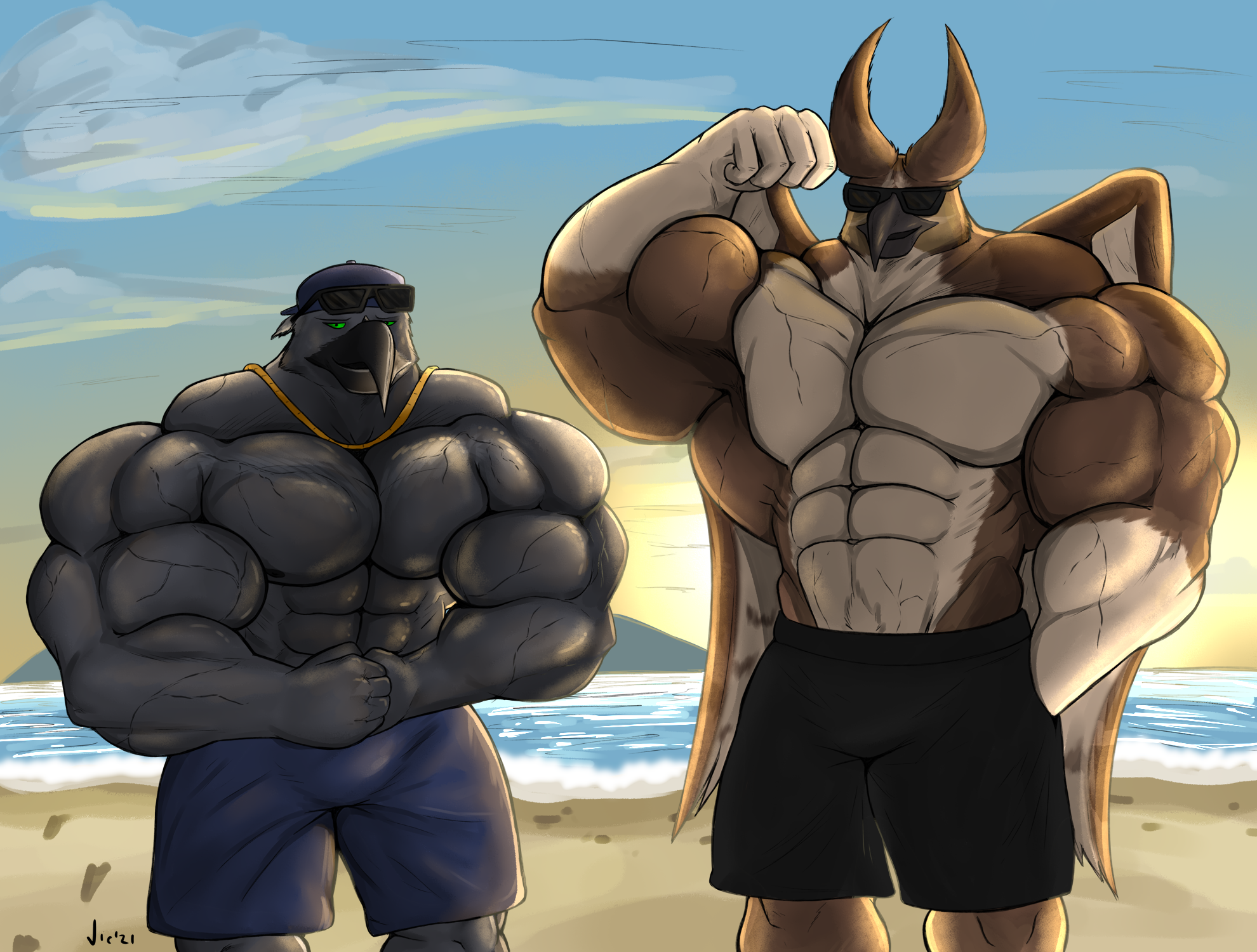 Luke musclegut flex on the beach by Big_Bellies_Lover -- Fur Affinity [dot]  net