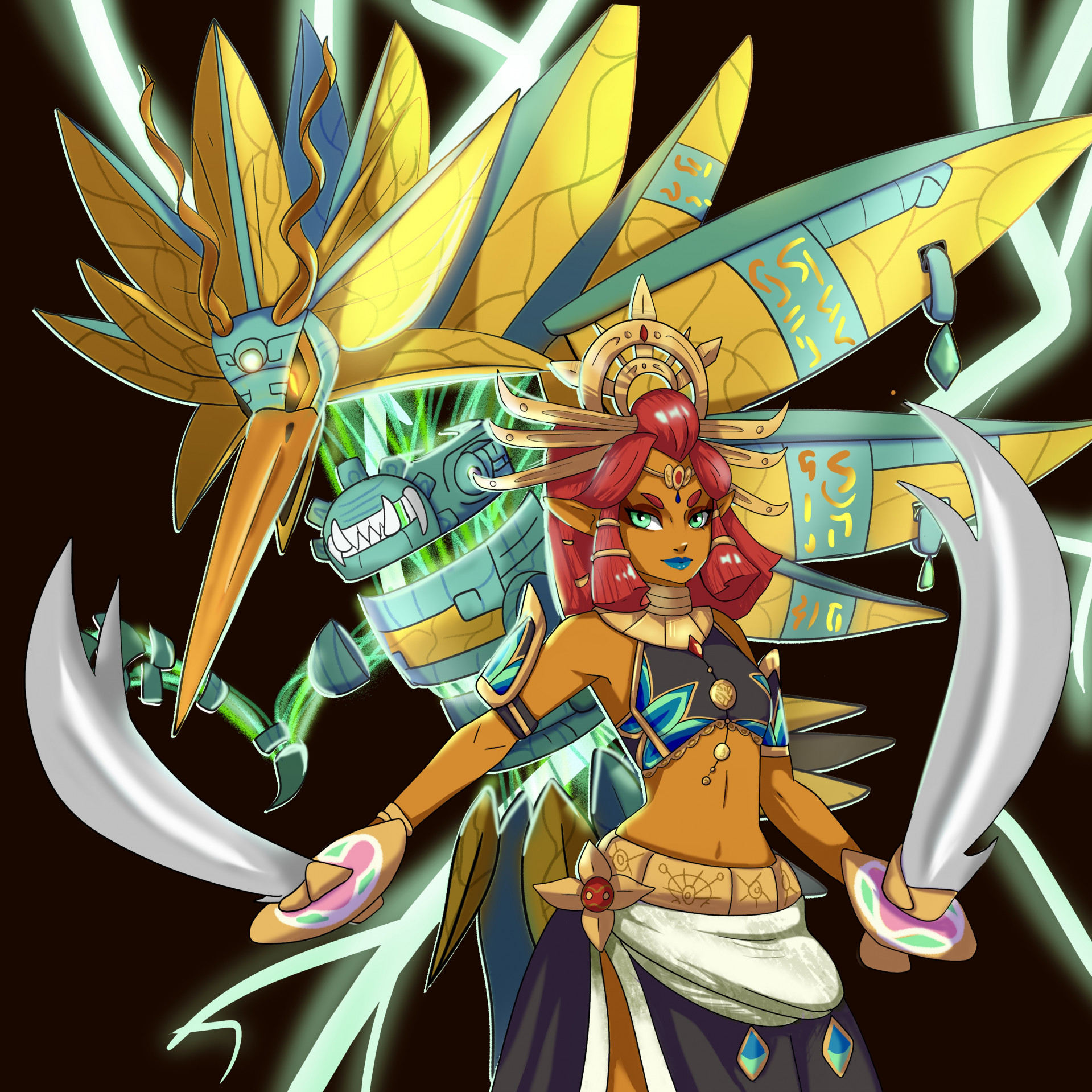 Zonai Zapdos and Riju by vinsear -- Fur Affinity [dot] net