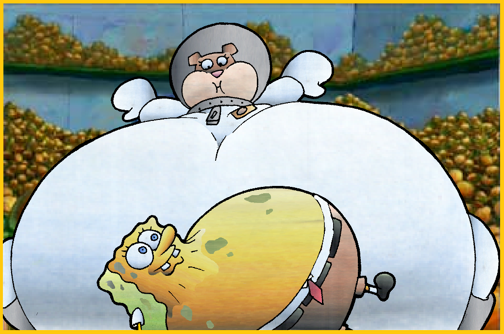 Fat Sponge Bob And Fat Sandy Cheeks. 