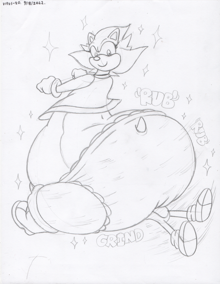 super fat bottom heavy amy rose grinding on sonic sketch by Virus-20 -- Fur  Affinity [dot] net