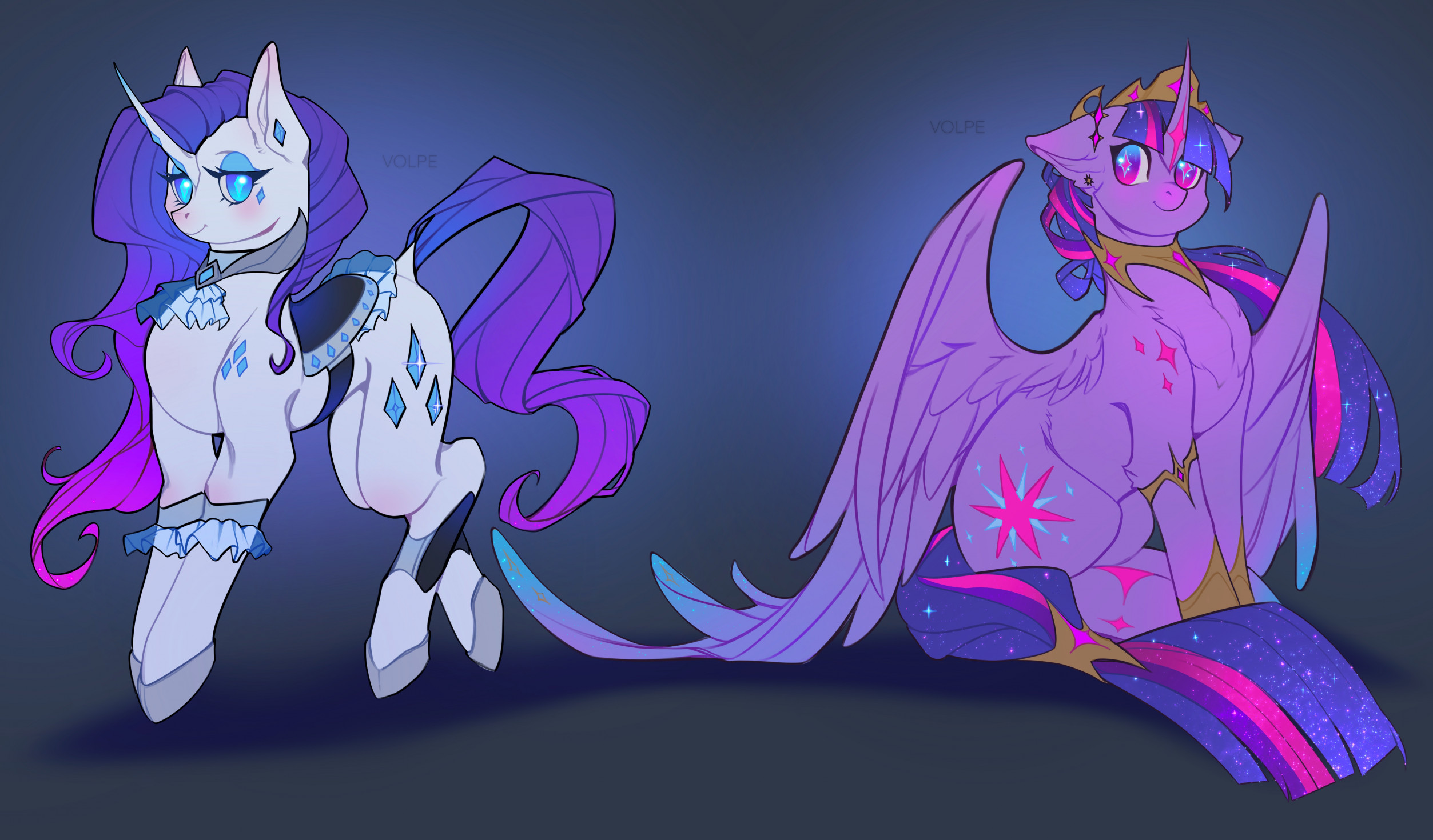 Twilight Sparkle and Rarity by VolpeDartar -- Fur Affinity [dot] net