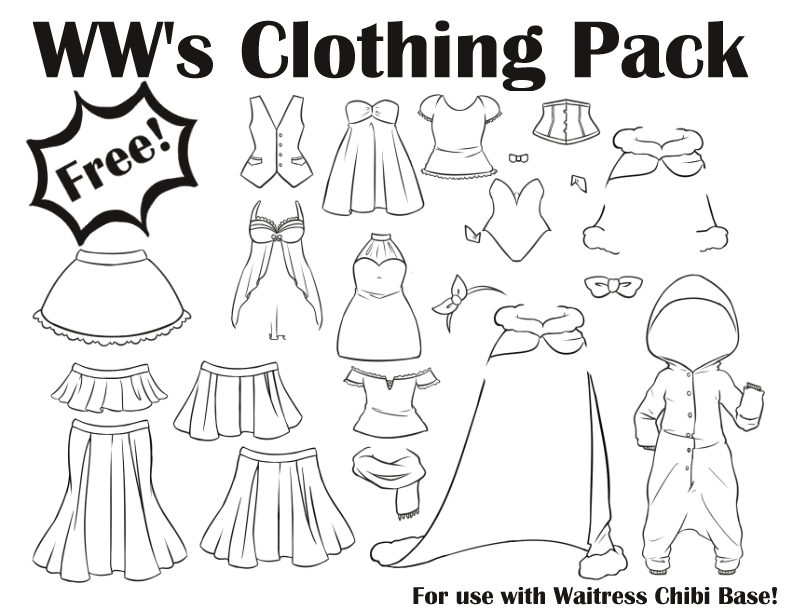WW's Clothing Pack for Waitress Chibi Base by WeeverWolf -- Fur