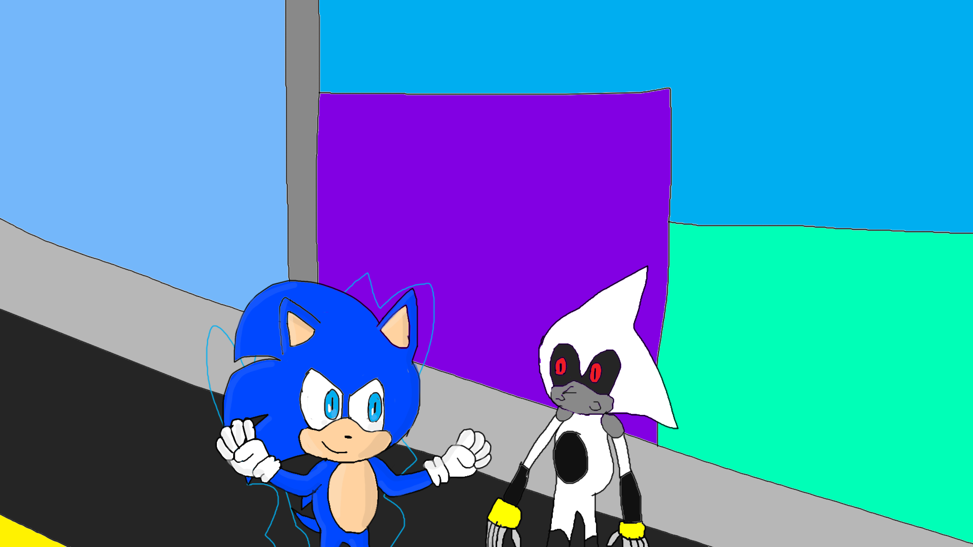 Metal Sonic - Png - Metal Sonic And Sonic Running - 1920x1080 PNG