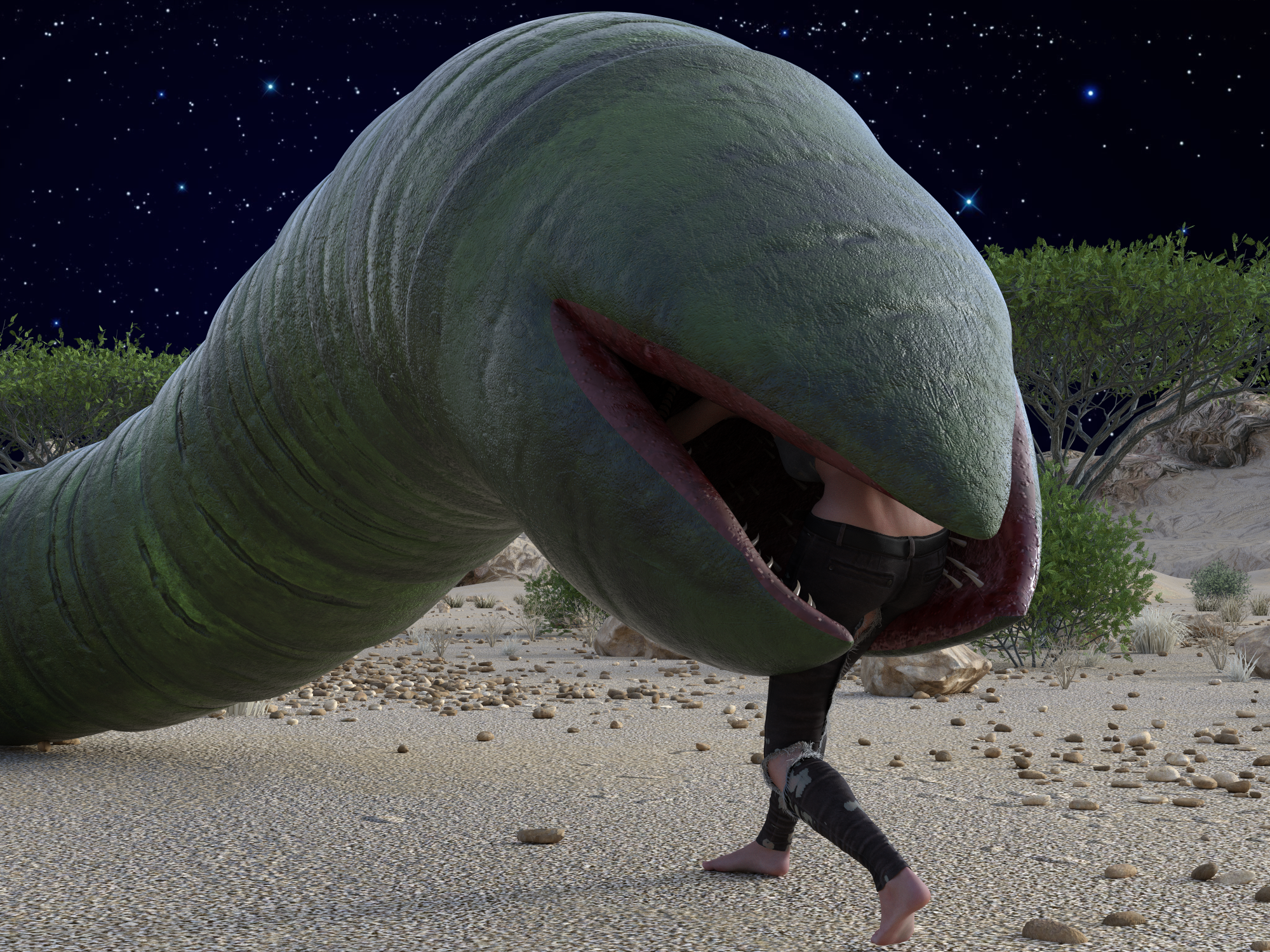 Meet Fredda and new sand worm - 2A (Green worm) by WerewolfCZ -- Fur  Affinity [dot] net