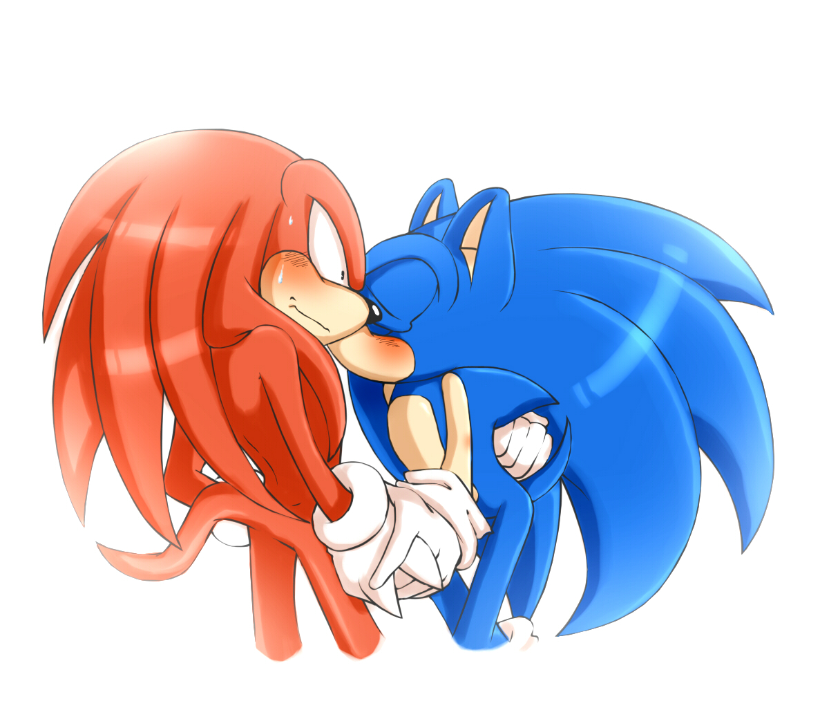 Sonic and knuckles kiss