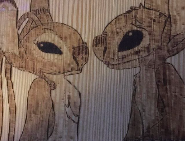 Angel+Stitch wood burning by WildAlphaKamots -- Fur Affinity [dot] net