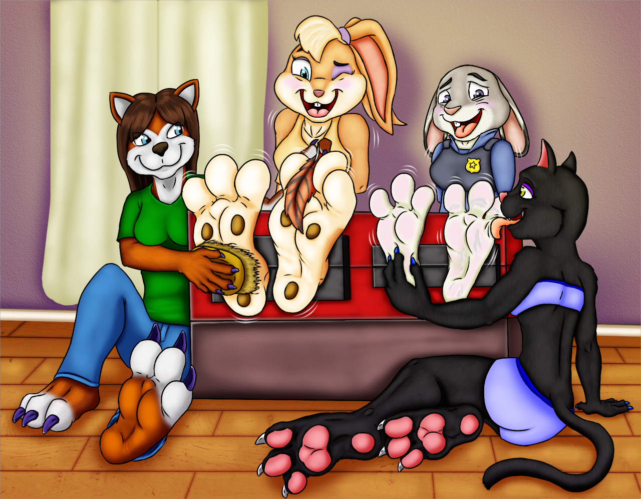 Tickled Bunnies (Commission). 