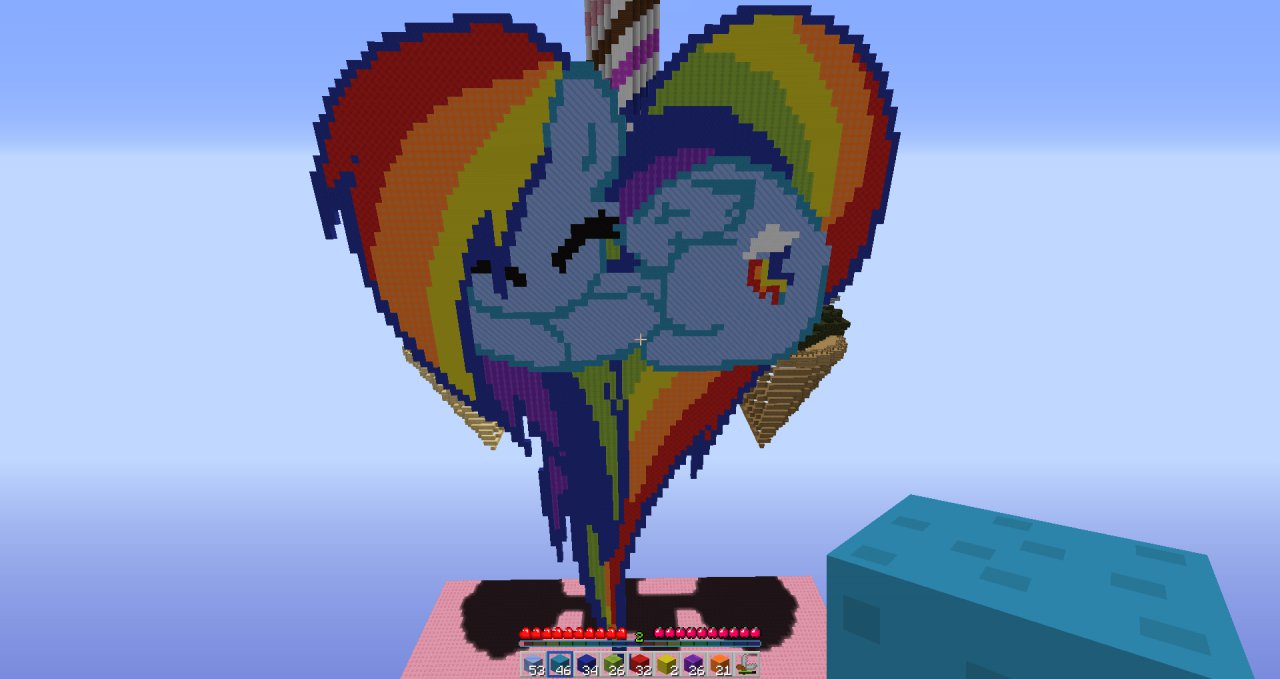 rainbow dash heart pixel art template