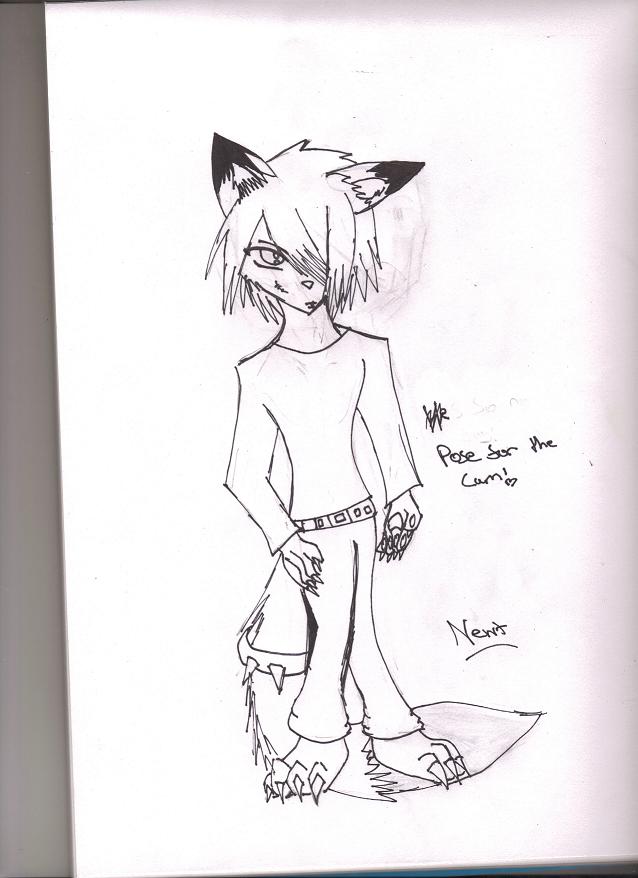 anime wolf boy and girl drawing