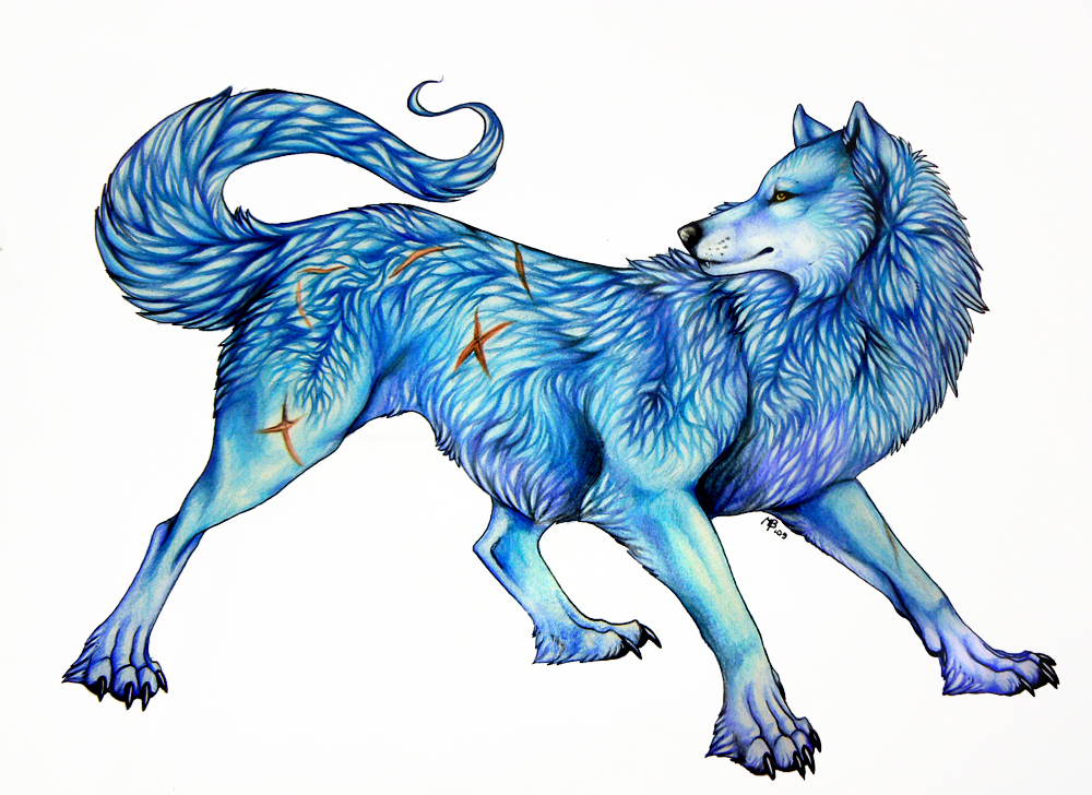 Beautiful Anime Painting of a Wolf · Creative Fabrica