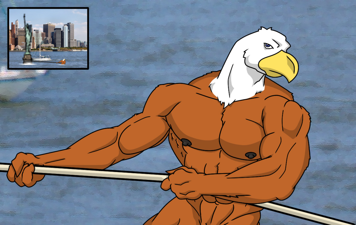 neonfox: eagle head with a muscles human body