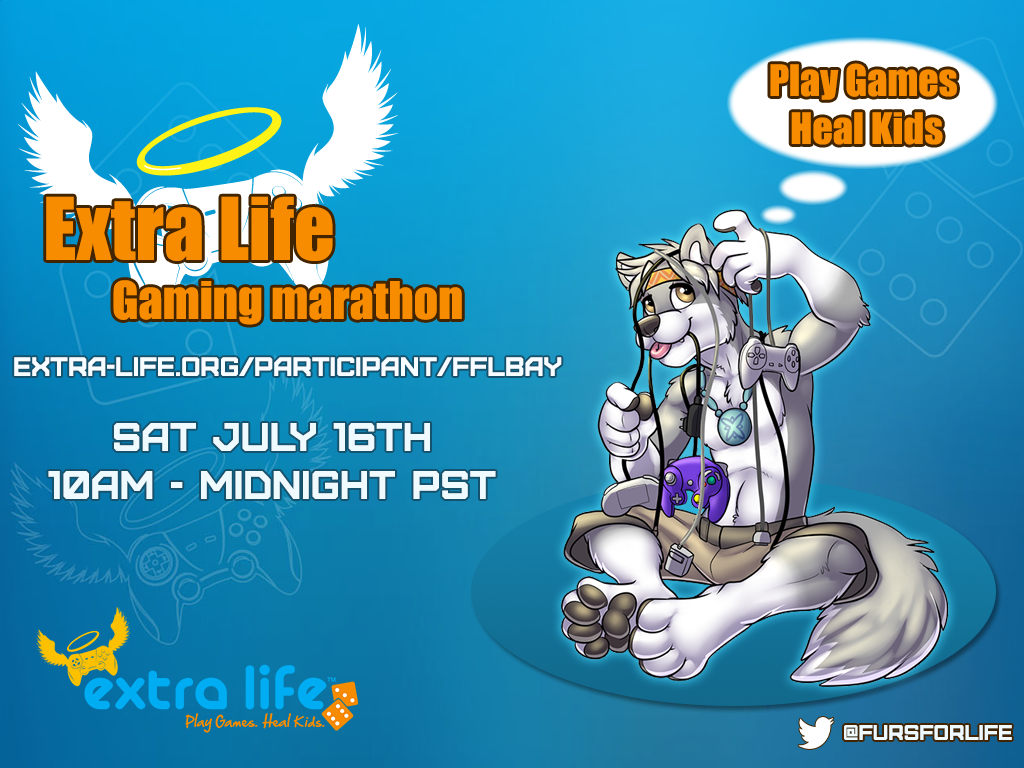 Extra Life Game Stream! Sat July 16! Games, Dares, Prizes! by WolfPupTK --  Fur Affinity [dot] net