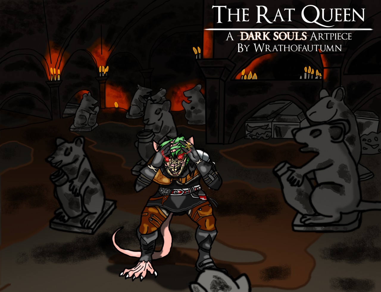 bearer of the curse and rat king (dark souls and 2 more) drawn by setz