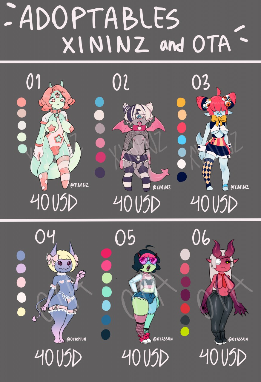 COLLAB XININZ & OTA ADOPTABLES MONSTERS! by xininz -- Fur Affinity [dot] net