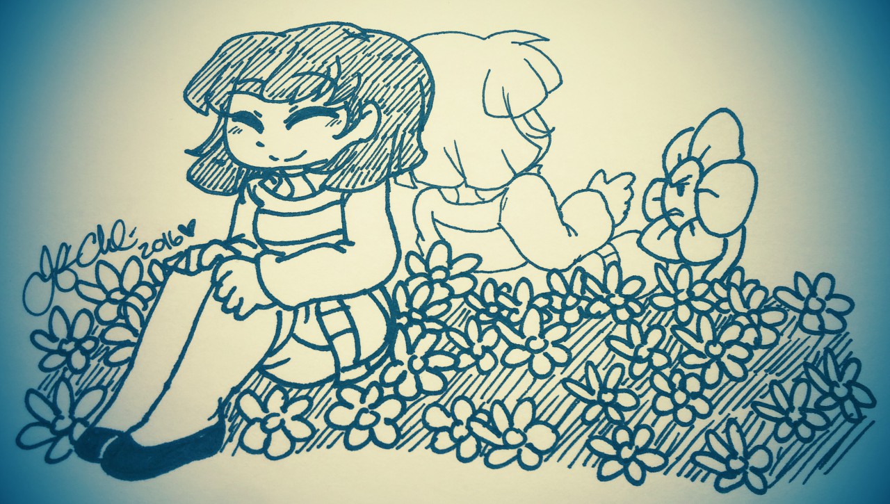 INKTOBER-02: Frisk[female] and Chara:+ by xX-Jen-C-Xx -- Fur Affinity [dot]  net