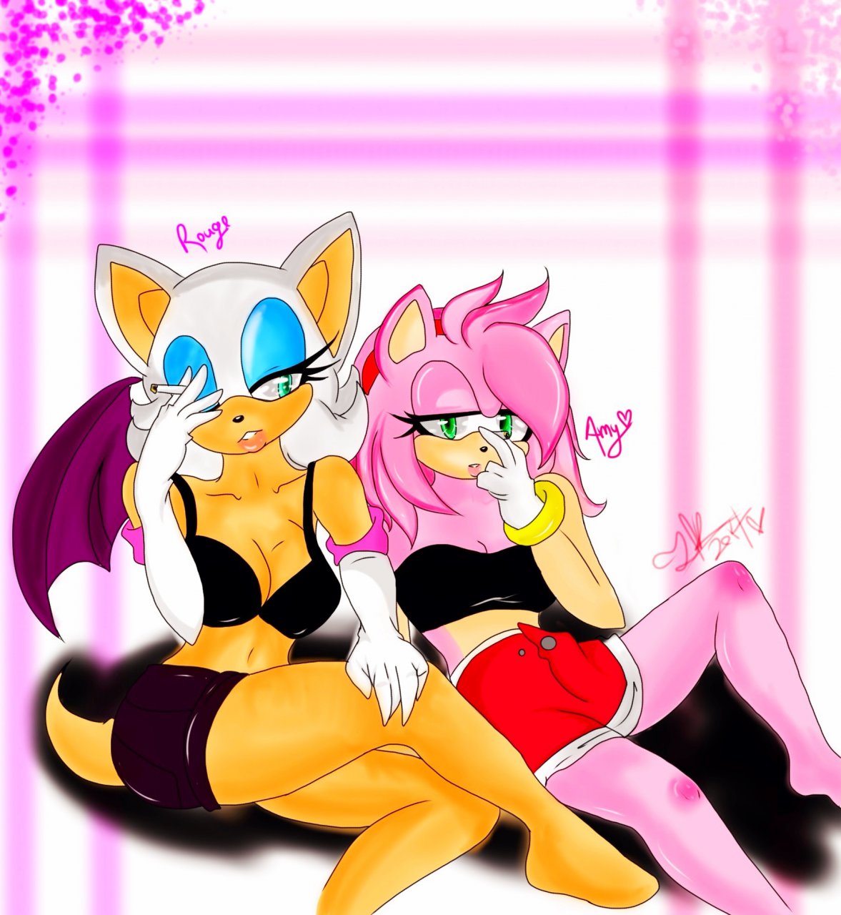 Fan art of female sonic the hedgehog with rouge