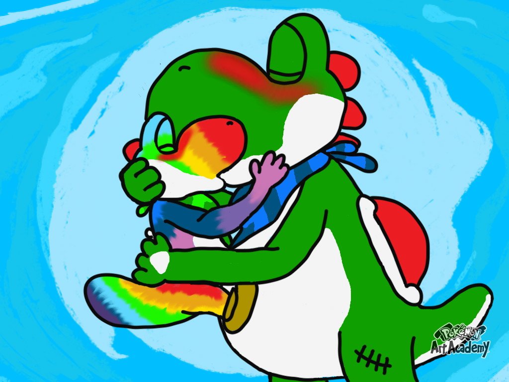 toad and yoshi kissing